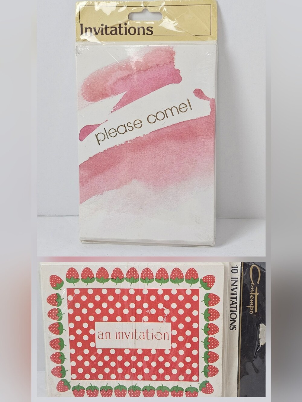2 Sets Vintage Party Invitations 8 Watercolor 10 Strawberry NIP Nostalgia Party